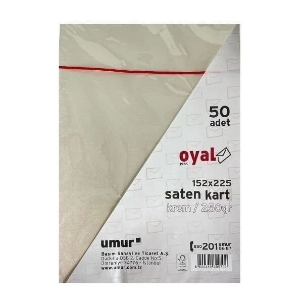 Oyal 08483 152 X 225 250 Gr 50'Lı Krem Saten Kart