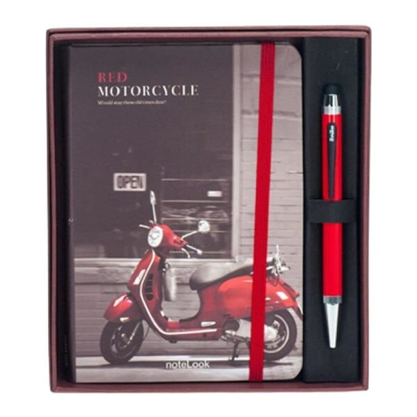 Scrikss Red Motorcycle A6 Çizgili Defter & Smartpen Tükenmez Kalem Seti