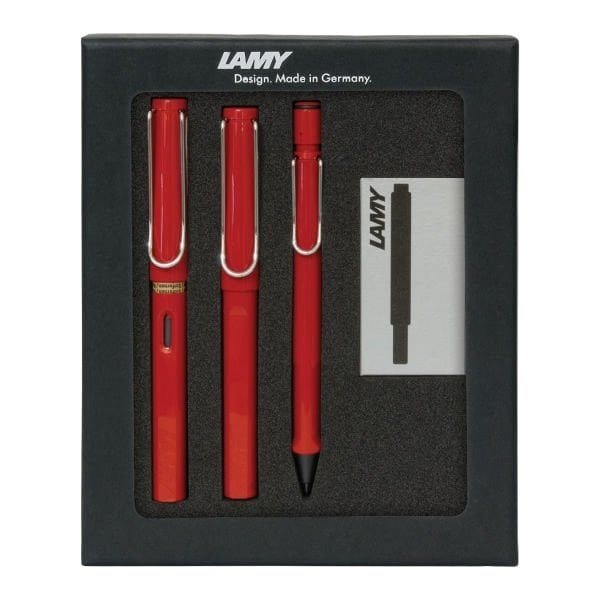Lamy Safari Kırmızı Dolma&Versatil&Roller Kalem Seti