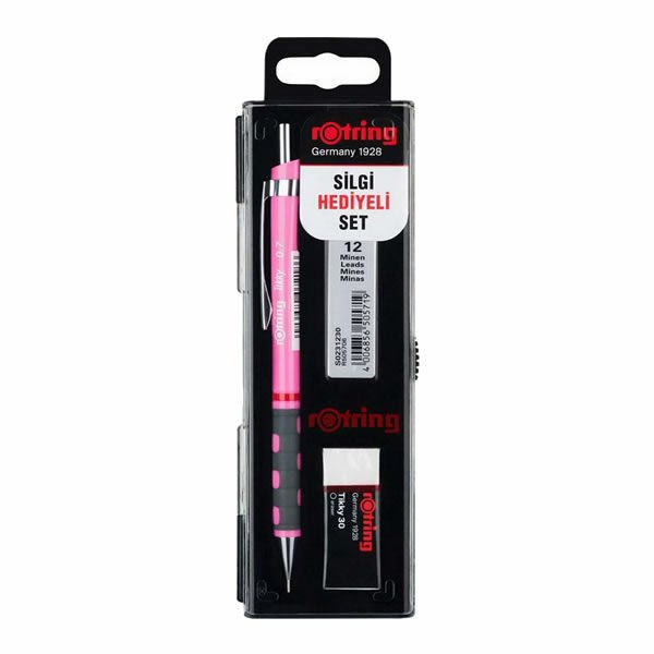 Rotring Tikky 0,7 mm Neon Pembe Mekanik Kurşun Kalem Seti