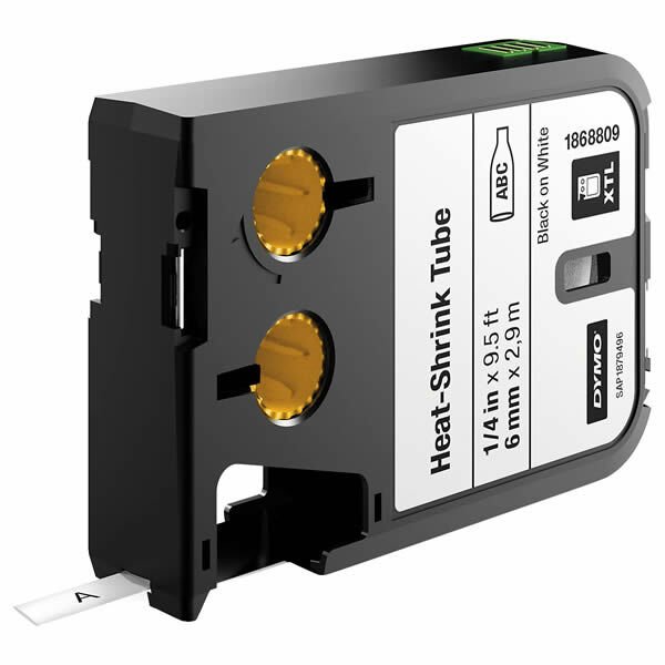 Dymo 1868809 XTL 6mmx2.7mt Isıyla Küçülen Beyaz Üzerine Siyah Şerit