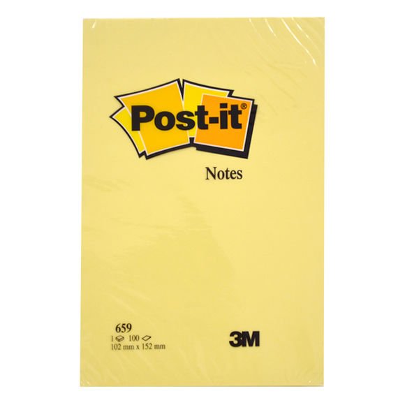 Post-it 659 102x152 100 Yaprak Sarı Renk Not Kağıdı