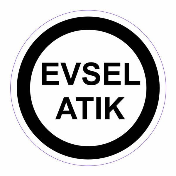 Ofisostim 12x12cm Evsel Atık Siyah Yuvarlak Yapışkanlı Sticker