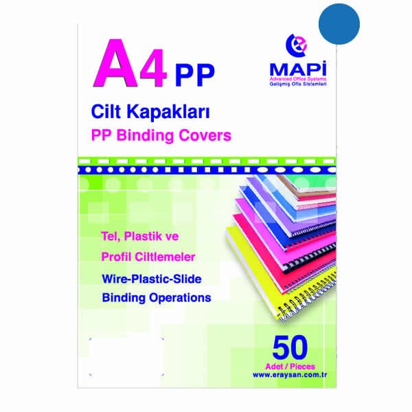 Mapi A4 550 mic 100 lü Opak Mavi Pvc Cilt Kapağı