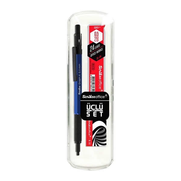 Scrikss Graph-X Metal 0,5 mm Metal 3 lü Mavi Versatil Kalem Set