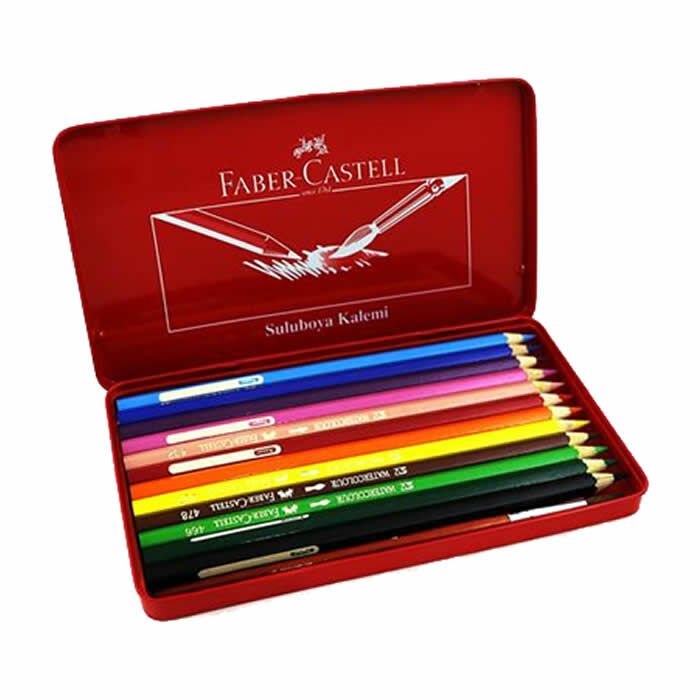 Faber Castell 12 li Metal Kutu Aquarell Boya Kalemi