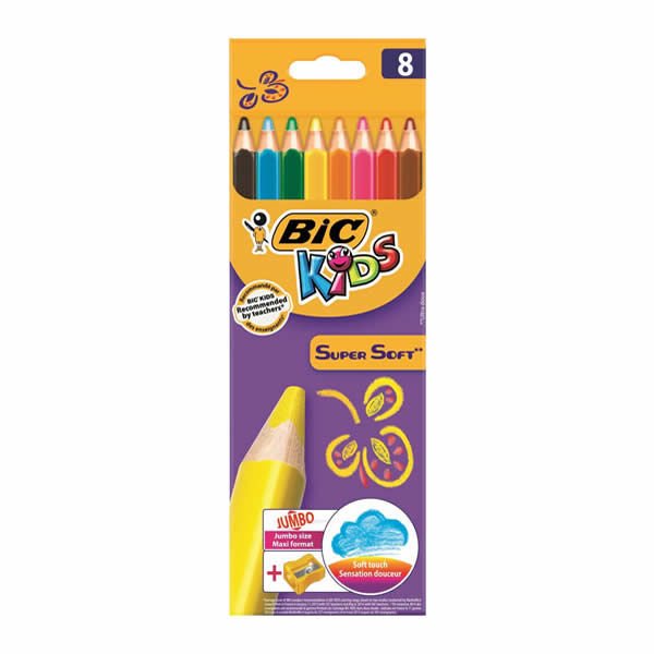 Bic 895921 8 li Jumbo Kalemtraş Supersoft Kuruboya Kalemi