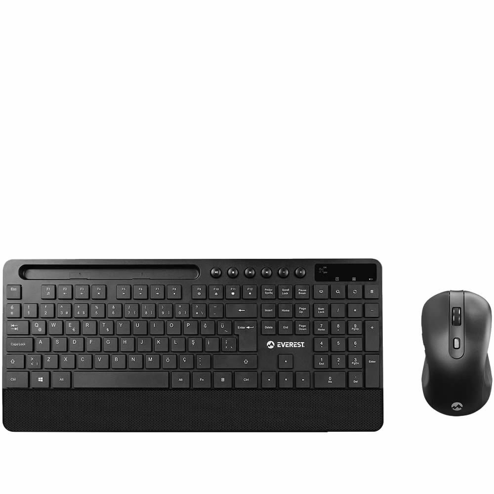 Everest KM-9676 Siyah Kablosuz 800/1200/1600 dpi Q Standart Klavye Mouse Set