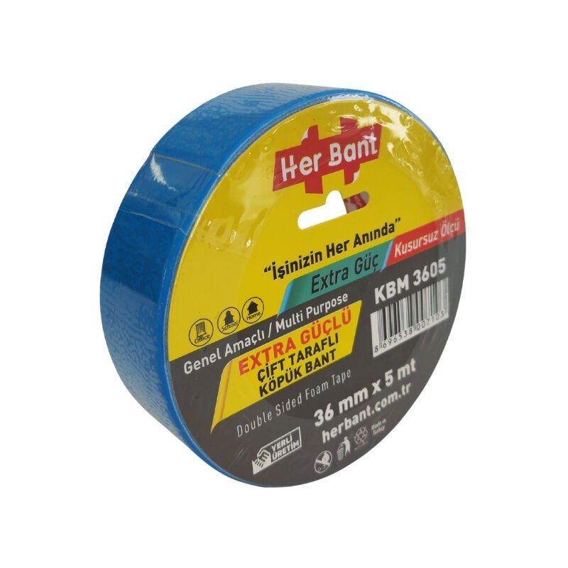 HERBANT 36 MM X 5 METRE ÇİFT TARAFLI SOLVENTLİ KÖPÜK BANT