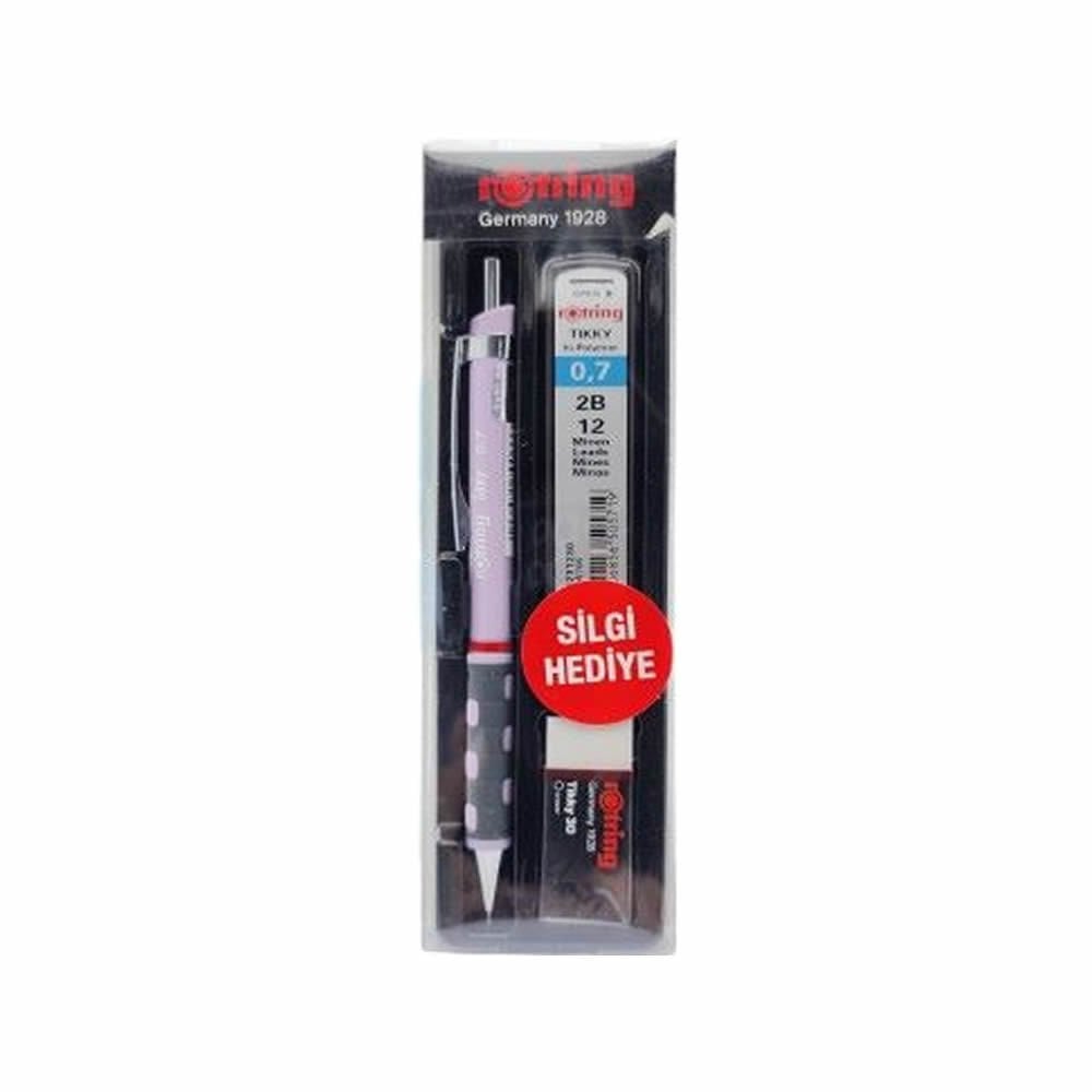 Rotring Tikky 0.7 mm Min Silgi 3 lü Lila Okul Seti