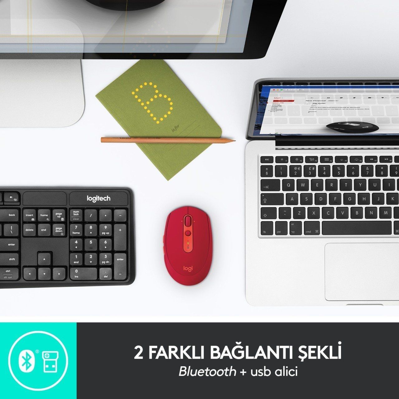 LOGİTECH 910-005199 M590 SİLENT KIRMIZI KABLOSUZ MOUSE