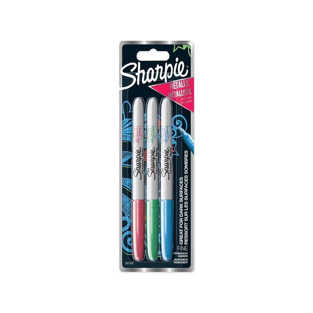 Sharpie 2067103 3 lü Blister Kırmızı Yeşil Mavi Metalik Markör Kalem