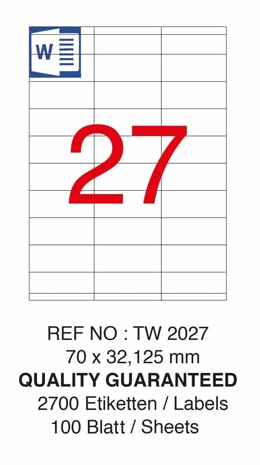 TANEX TW-2027 70X32MM100 LÜ LAZER ETİKETİ