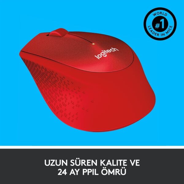 Logitech 910-004911 M330 Silent Plus Kırmızı Kablosuz Mouse