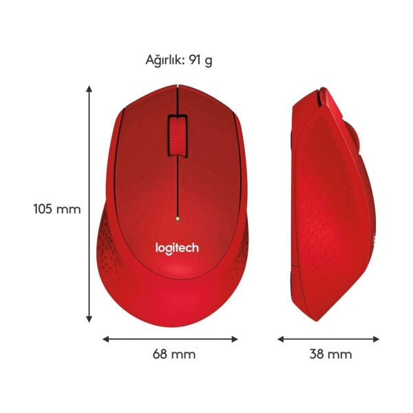 Logitech 910-004911 M330 Silent Plus Kırmızı Kablosuz Mouse