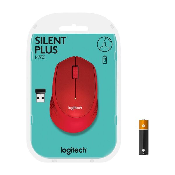 Logitech 910-004911 M330 Silent Plus Kırmızı Kablosuz Mouse