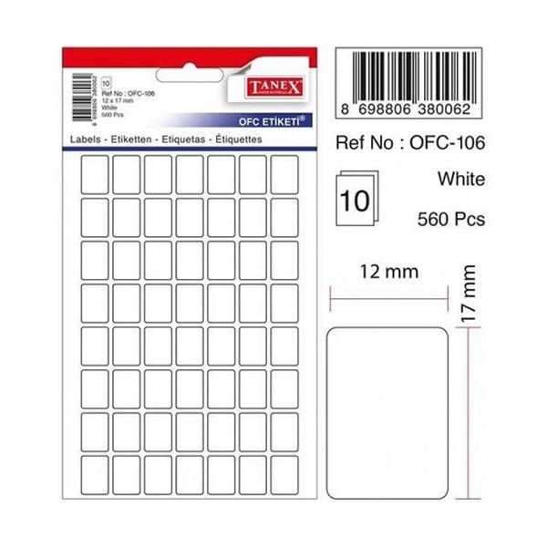 Tanex OFC-106 10 lu Beyaz Ofis Etiketi