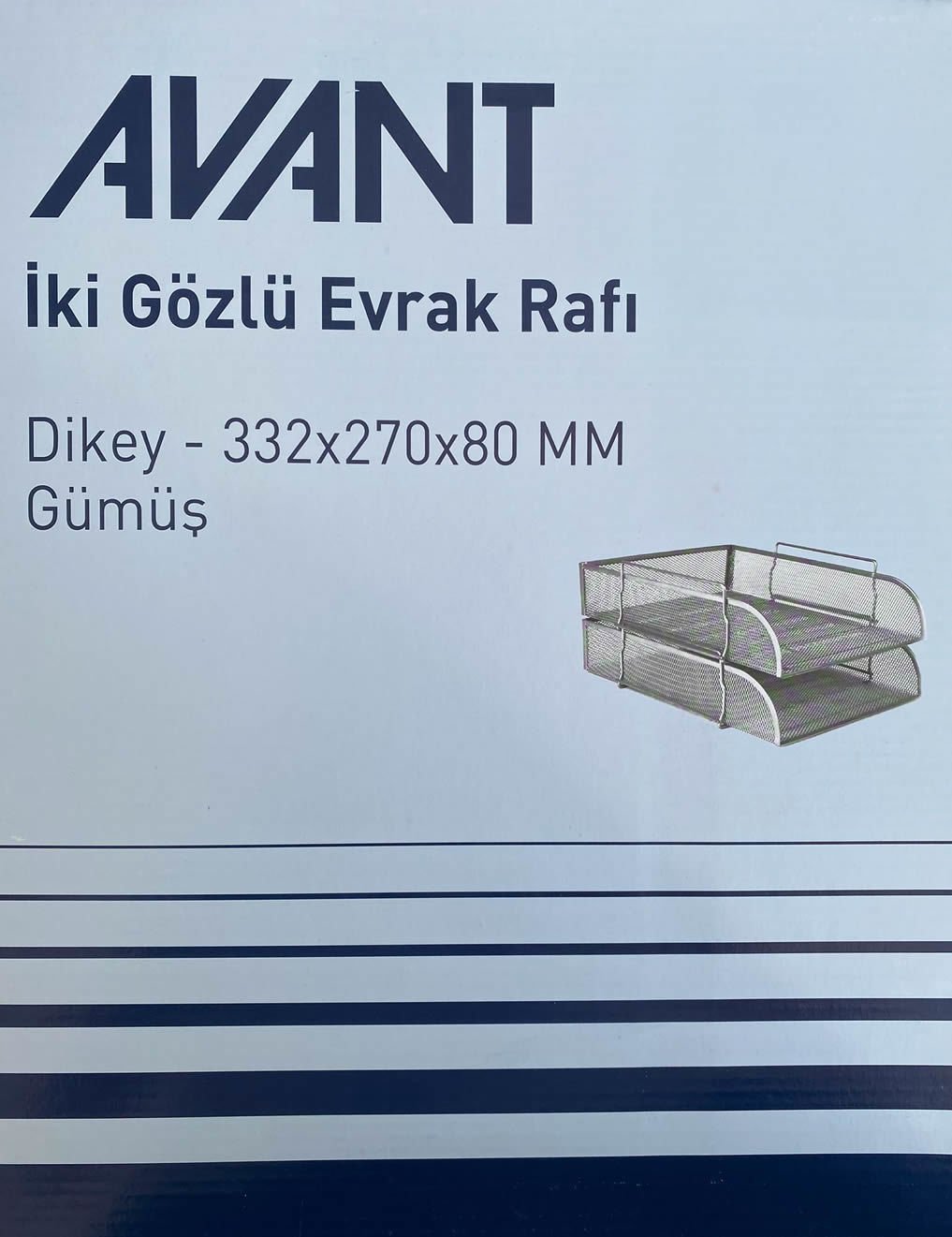 AVANT 2 GÖZLÜ SİYAH -GÜMÜŞ DİKEY METAL EVRAK RAFI