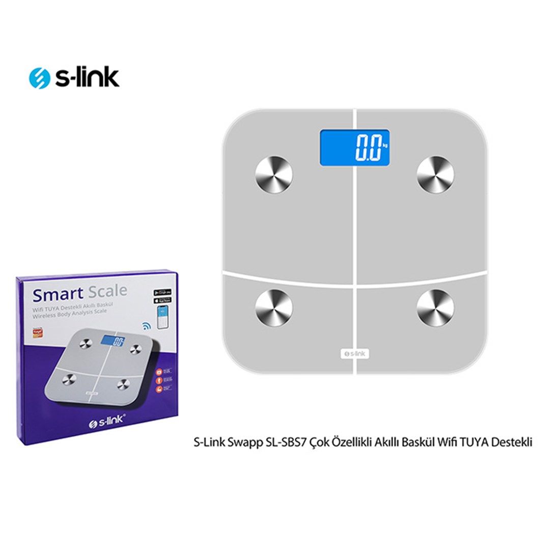 S-LİNK SWAPP SL-SBS7 ÇOK ÖZELLİKLİ Wİ-Fİ TUYA DESTEKLİ GRİ AKILLI BASKÜL