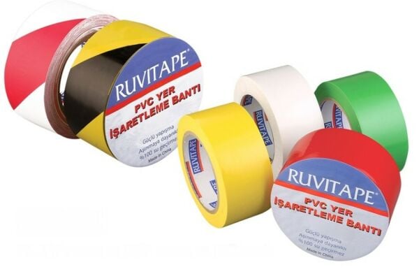 Ruvitape 30mtX50mm Sarı-Siyah Yer İşaretleme Bandı