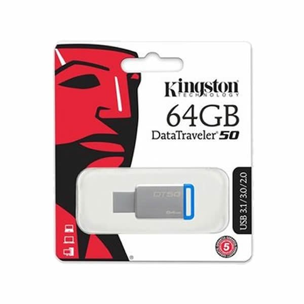KINGSTON 64 GB DT50 USB 3.0 METAL KASALI USB FLASH BELLEK