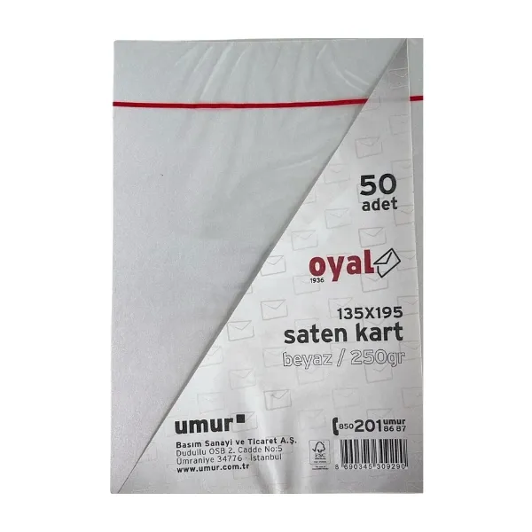 Oyal 08442 135x195 250 gr 50 li Koyu Beyaz Saten Kart