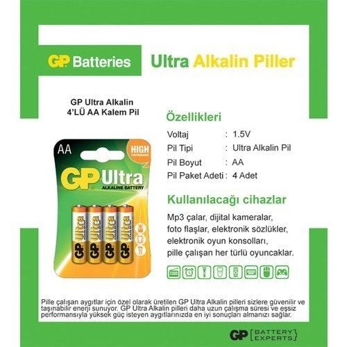 Gp Gp15AU-U4 4 lü Ultra Alkalin Kalem Pil