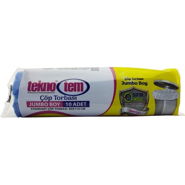 Teknotem 80x110 10 lu Mavi Jumbo Çöp Poşeti