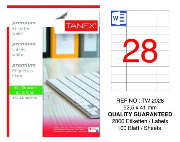 Tanex TW-2028 52,5x41mm 100 lü Lazer Etiketi