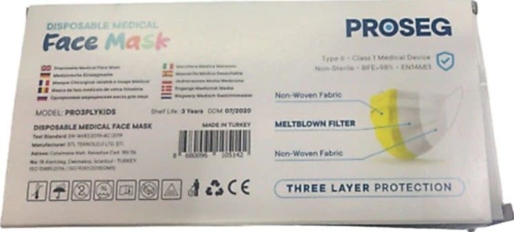 PROSEG KIZ-ERKEK SARI MELT BLOWN KORUMALI ÇOCUK MASKESİ