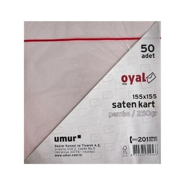 Oyal 08471 155 X 155 250 Gr 50'Lı   Pembe Saten Kart