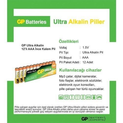 GP 24AU-VS 12 Lİ ULTRA ALKALİN İNCE KALEM PİL