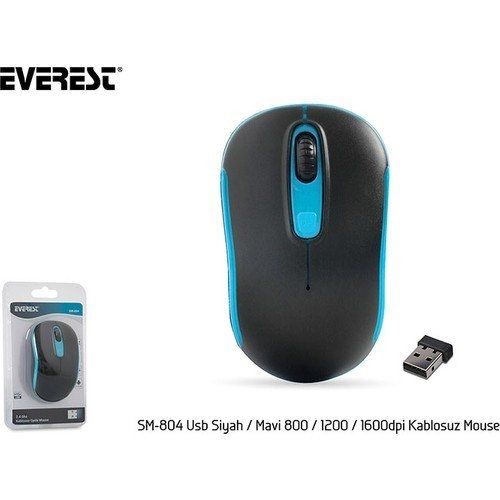 Everest SM-804 1600 Dpi Siyah-Mavi Kablosuz Mouse
