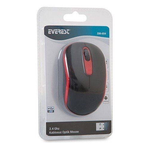Everest SM-804 1600 Dpi Siyah-Kırmızı Kablosuz Mouse
