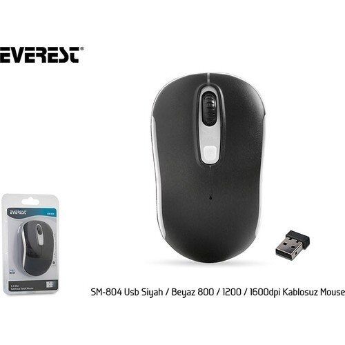 Everest SM-804 1600 Dpi Siyah-Beyaz Usb Kablosuz Mouse
