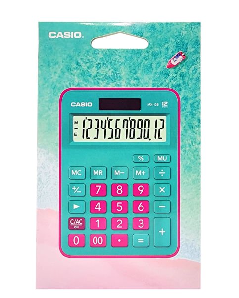 Casio MX-12B-GNRD Yeşil+Pembe 12 Hane Masa Üstü Hesap Makinesi