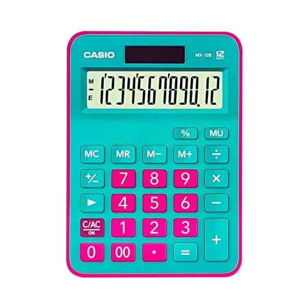Casio MX-12B-GNRD Yeşil+Pembe 12 Hane Masa Üstü Hesap Makinesi