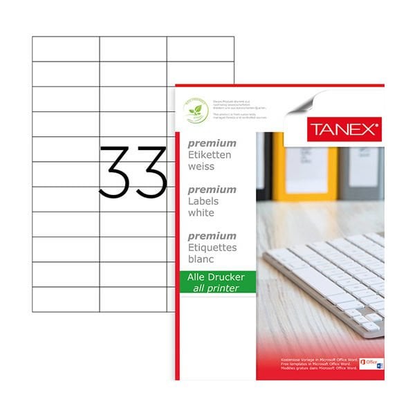 Tanex TW-2233 70x25,4mm 100 lü Lazer Etiketi