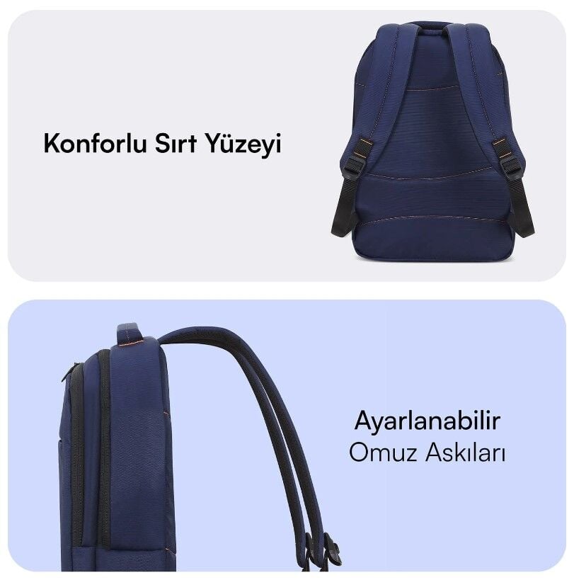 MACK MCC-006BL 15.6 İNÇ OFFİCE USB GİRİŞLİ LACİVERT NOTEBOOK SIRT ÇANTASI