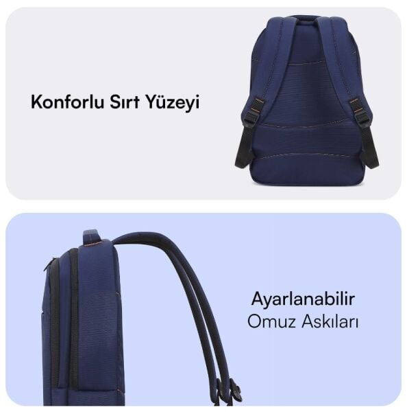 Mack MCC-006BL 15.6 inç Office USB Girişli Lacivert Notebook Sırt Çantası