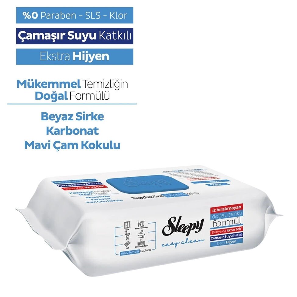 SLEEPY EASY CLEAN 100 LÜ ÇAMAŞIR SUYU KATKILI YÜZEY TEMİZLİK HAVLUSU