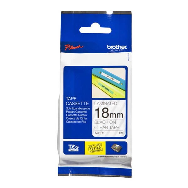 Brother 18Tze141 18 Mm Şeffaf Üzerine Siyah Etiket
