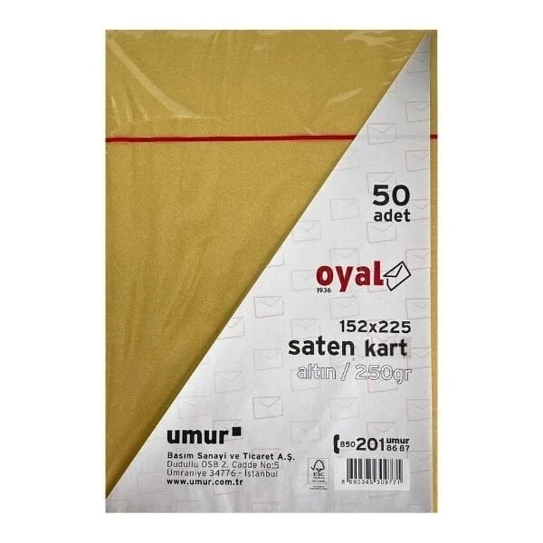 Oyal 08488 152 X 225 250 Gr 50'Lı  Altın Saten Kart