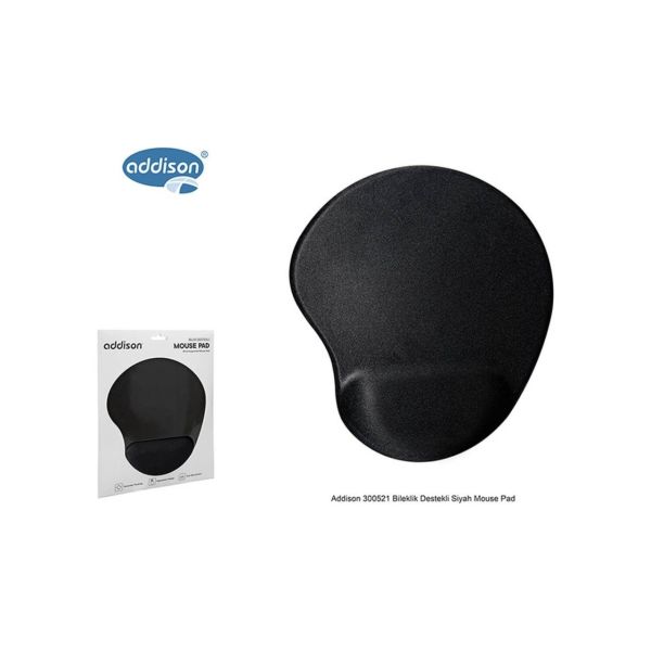 Addison 300521 Bileklik Destekli Siyah Mouse Pad