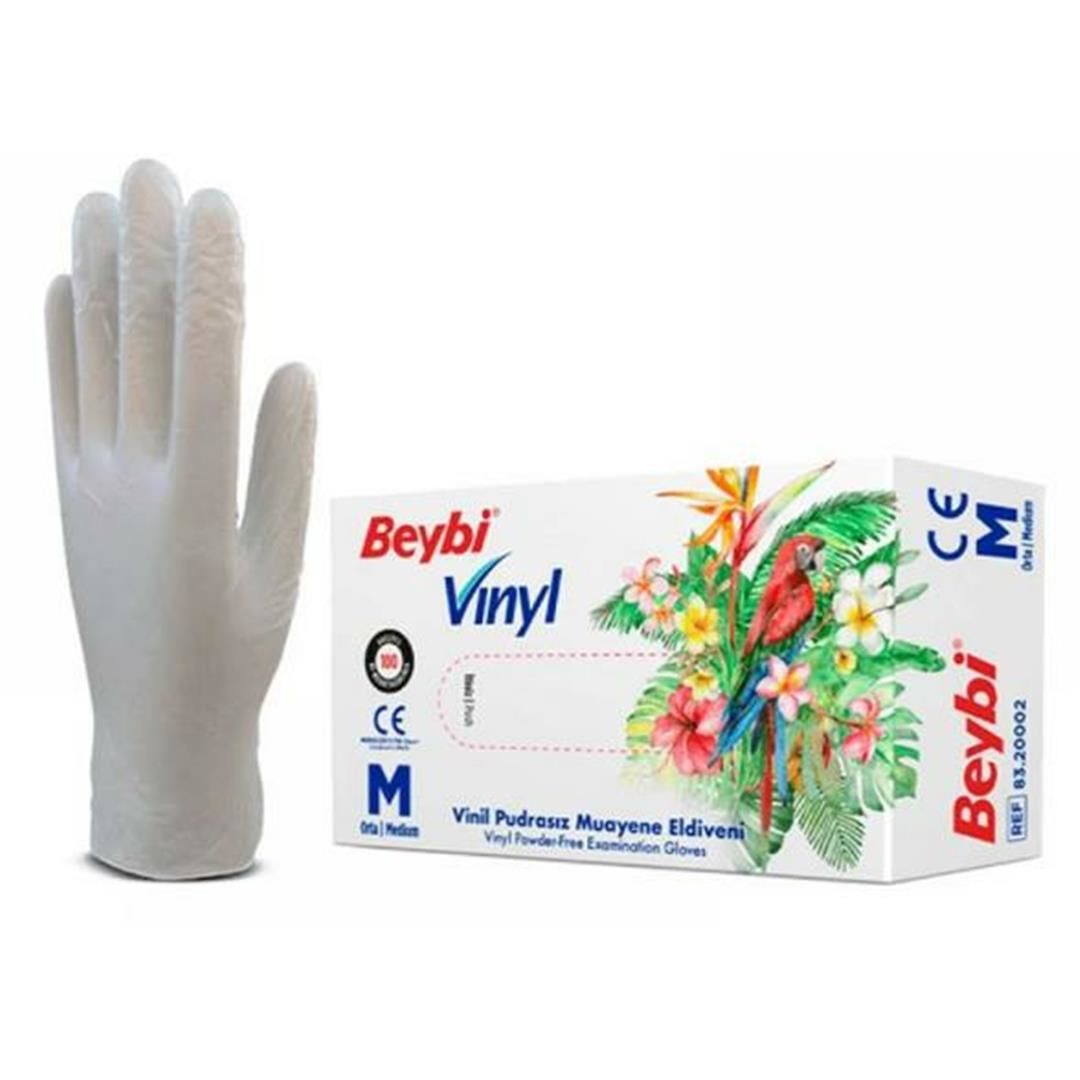 Beybi M Beden Vinil Pudrasız 100 lü Muayene Eldiven