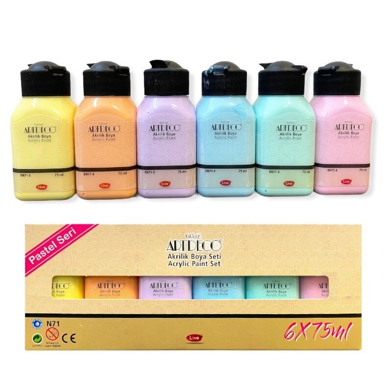Artdeco LV-Y-070I-AS2 Akrilik Boya 6x75 ML Set Pastel Renkler