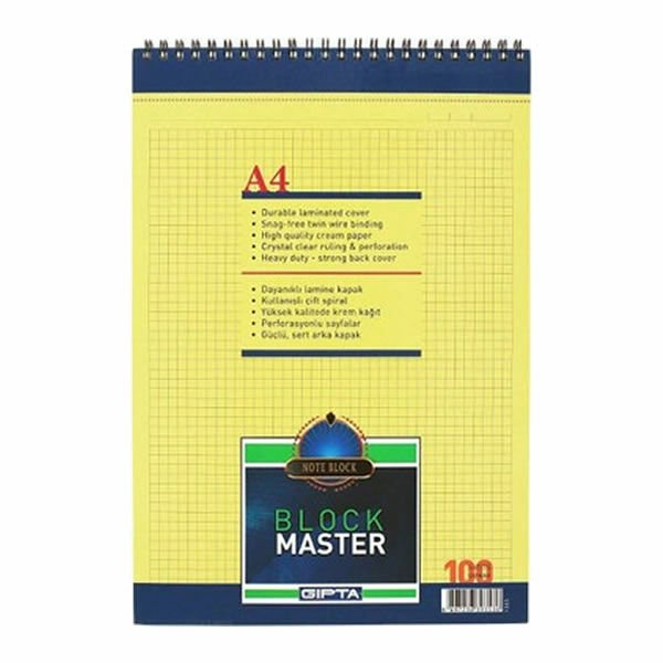 Gıpta Block For Notes A4 100 Yaprak Çizgili Karton Kapaklı Bloknot