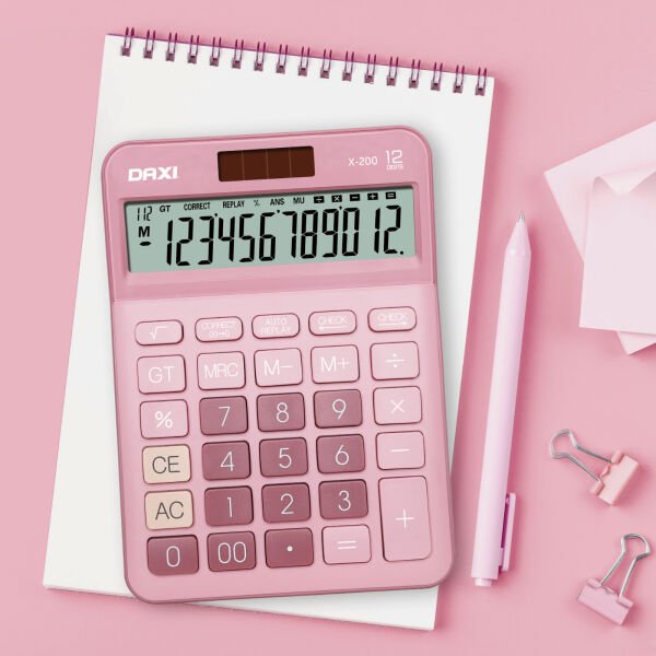 Daxi X-200 Pembe 12 Hane Masaüstü Hesap Makinesi