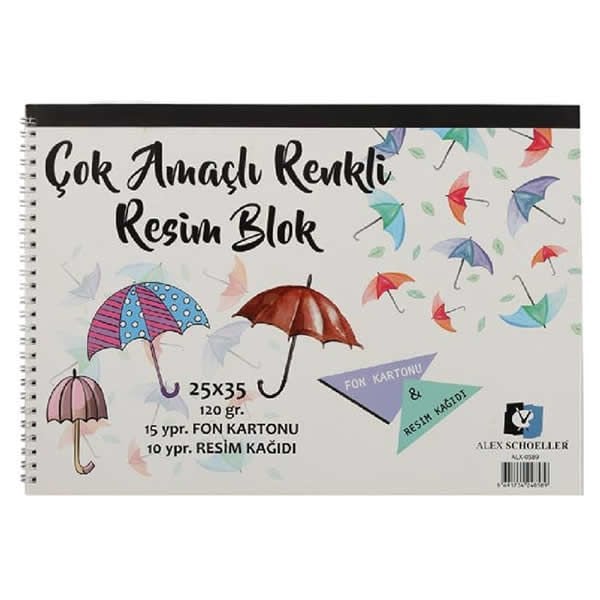 Alex Schoeller 25x35 cm 25 Yaprak 120 gr Çok Amaçlı Renkli Resim Defteri