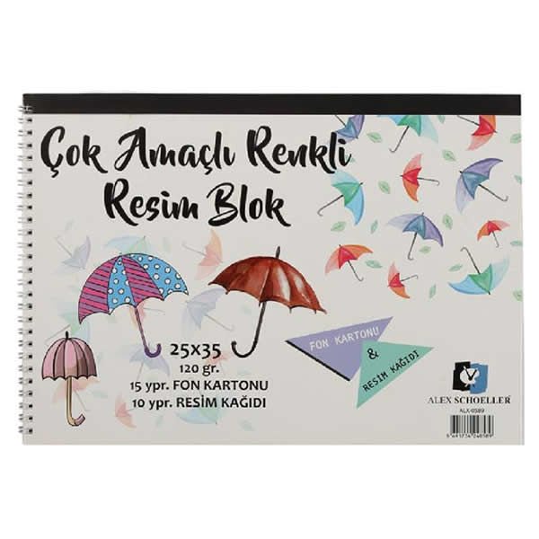 Alex Schoeller 25x35 cm 25 Yaprak 120 gr Çok Amaçlı Renkli Resim Defteri